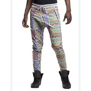 Royal Blue Ares‎ Joggers Mens Tribal Print Streetwear Y2K Retro 2XL (slim fit)